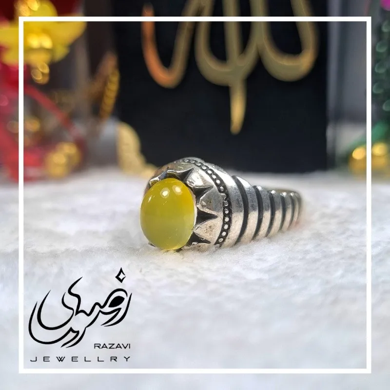 انگشتر نقره مردانه طرح با نگین شرف الشمس