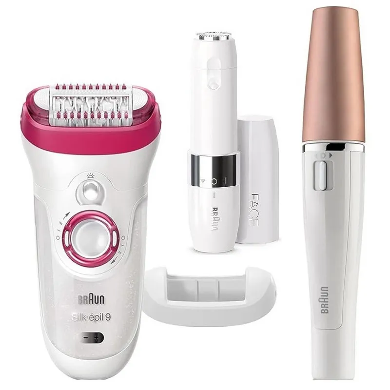 اپیلاتور براون مدل Silk-epil 9 9-538 به همراه ماشین اصلاح صورت و لایه بردار