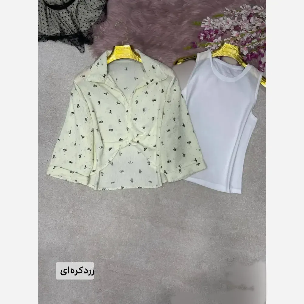 ست شومیز و کراپ زنانه مدل بنیس جنس پنبه پفکی فری سایز 38 تا 46