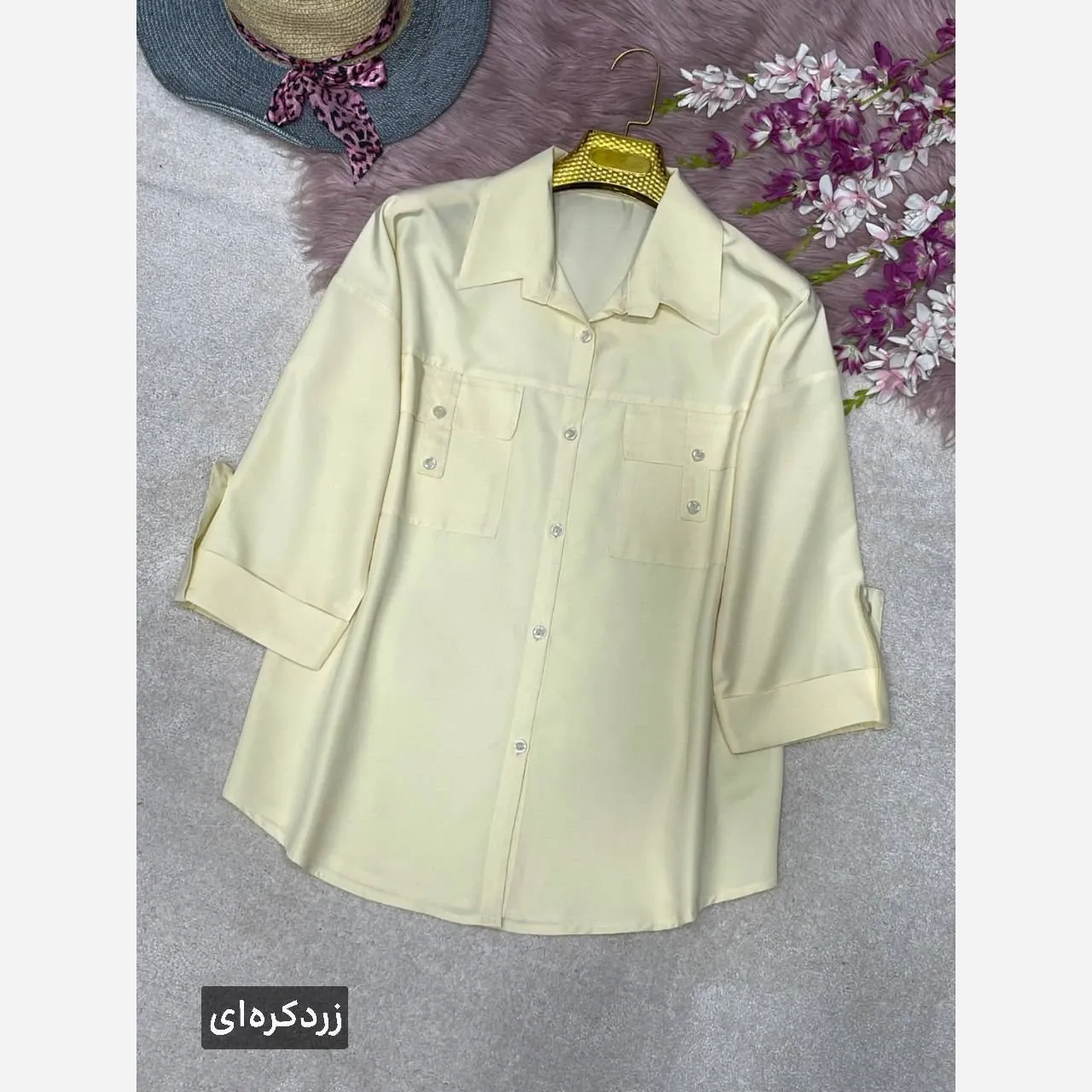 شومیز زنانه مدل جیب صلیبی جنس پری خنک و سبک سایز فری 38 تا 48