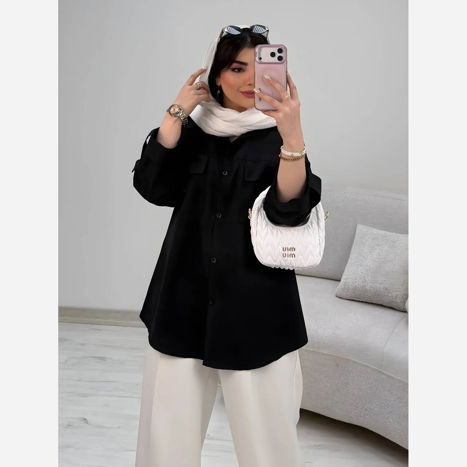 شومیز زنانه مدل جیب صلیبی جنس پری خنک و سبک سایز فری 38 تا 48