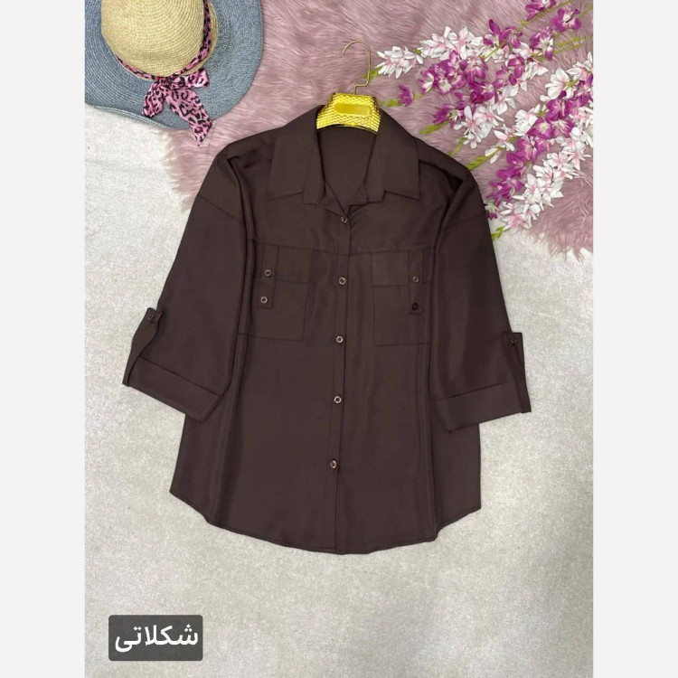 شومیز زنانه مدل جیب صلیبی جنس پری خنک و سبک سایز فری 38 تا 48