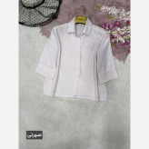 شومیز مانتویی بنفشه جنس شانتون ژاکارد فری سایز