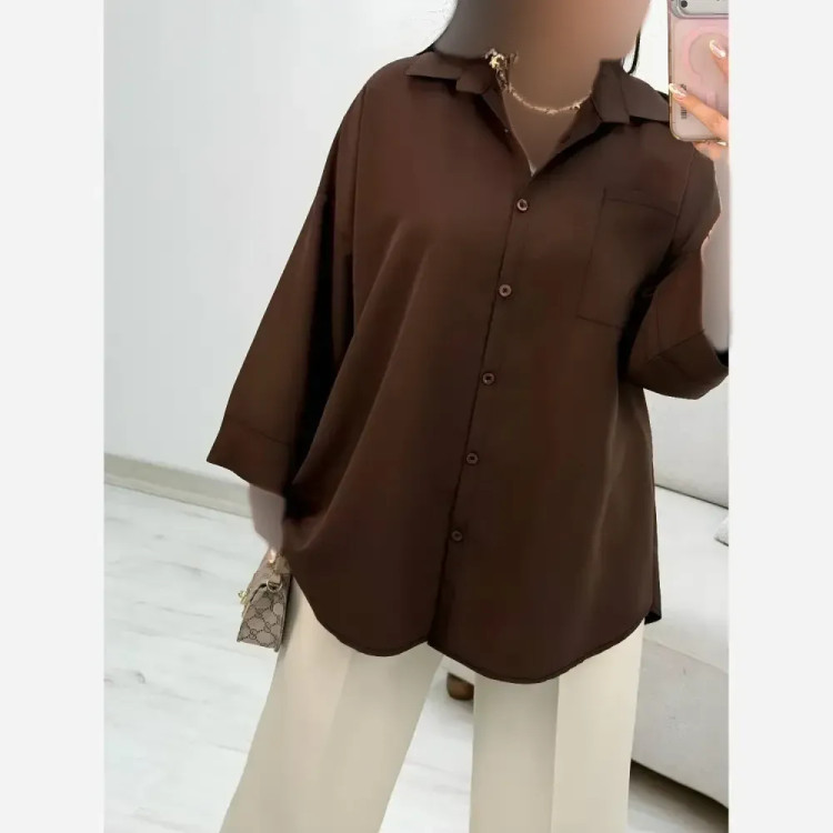 شومیز تک جیب ترمه جنس پری خنک و سبک سایز فری 38 تا 48
