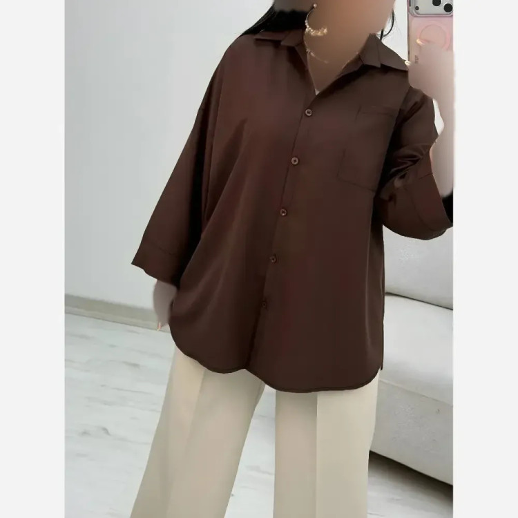 شومیز تک جیب ترمه جنس پری خنک و سبک سایز فری 38 تا 48