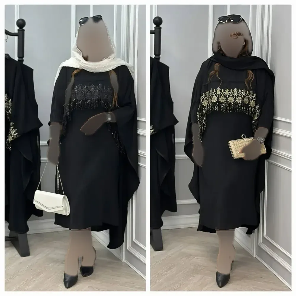 ست پیراهن رویه دار زنانه کرپ بوگاتی رنگ طلایی فری سایز