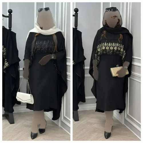 ست پیراهن رویه دار زنانه کرپ بوگاتی رنگ طلایی فری سایز