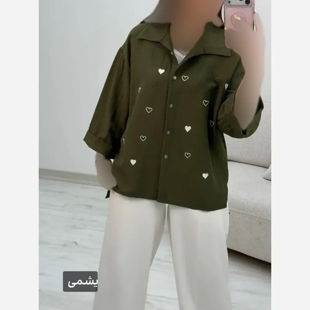 شومیز زنانه مدل جاذبه قلبی جنس ینزی پفکی فری سایز