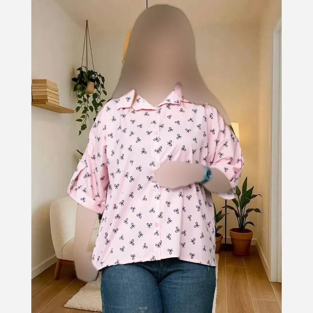 شومیز مانتویی پاپیون جنس بوگاتی درجه یک فری سایز
