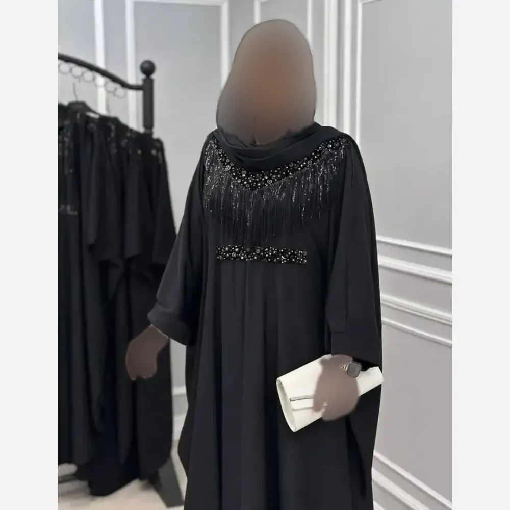 عبای زنانه مدل شهربانو جنس الیزه رنگ مشکی سایز فری سایز