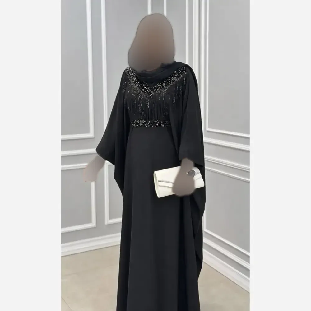 عبای زنانه مدل شهربانو جنس الیزه رنگ مشکی سایز فری سایز