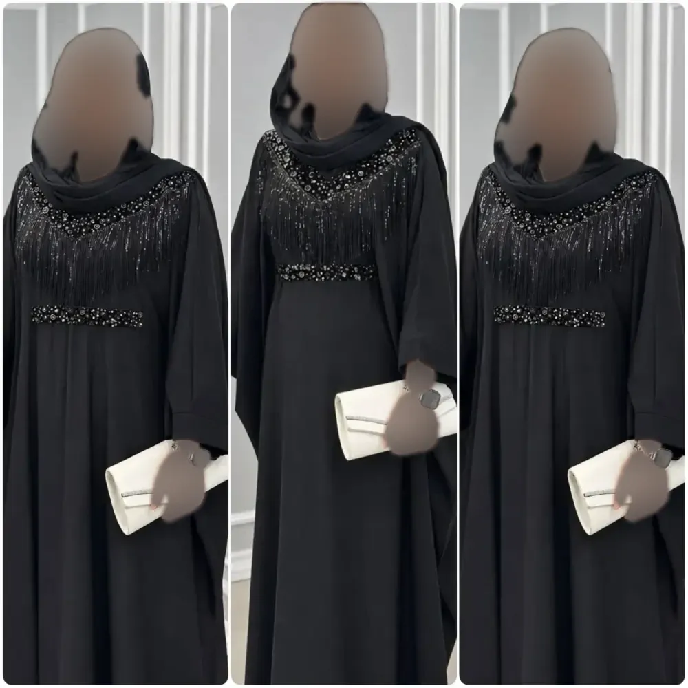 عبای زنانه مدل شهربانو جنس الیزه رنگ مشکی سایز فری سایز