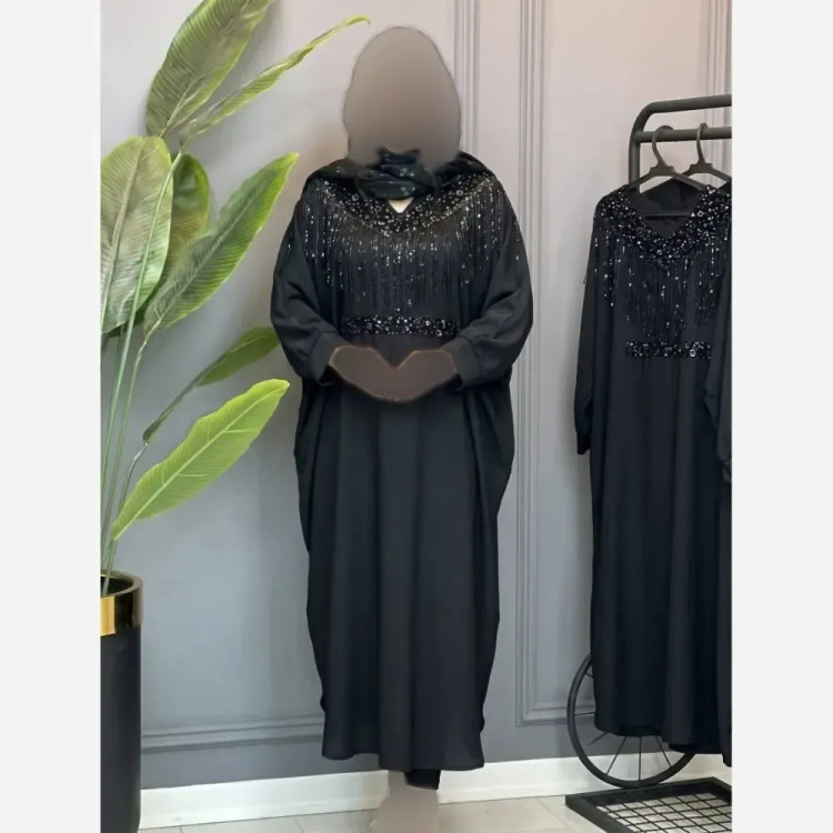 عبای زنانه مدل شهربانو جنس الیزه رنگ مشکی سایز فری سایز