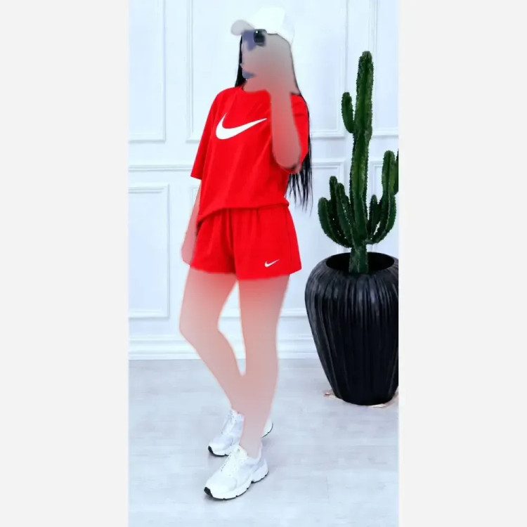 ست تی شرت و شلوارک نایک نخ پنبه درجه یک زنانه فری سایز