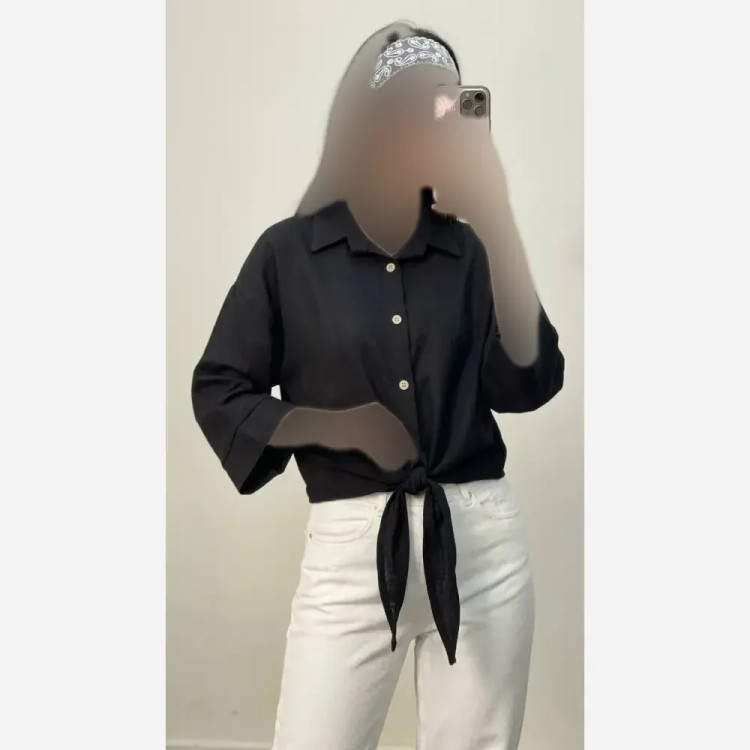شومیز گره ای زنانه جنس سوپر شانتون درجه یک فری سایز