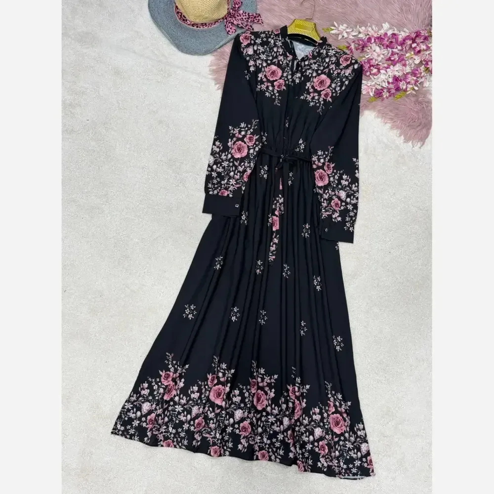 پیراهن ساحلی رز کرپ بوگاتی رنگ صورتی فری سایز