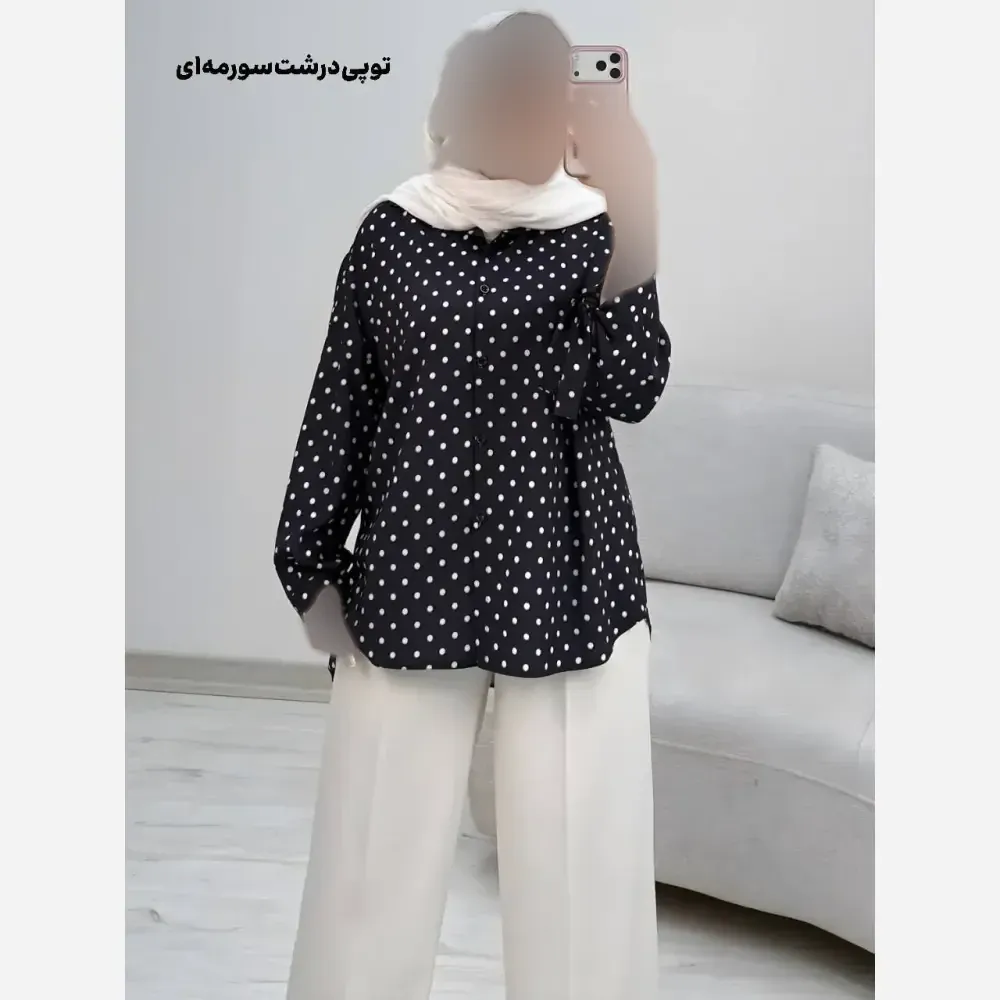 شومیز طرحدار چیچک جنس کرپ الیزه چاپی سایز فری 38 تا 48