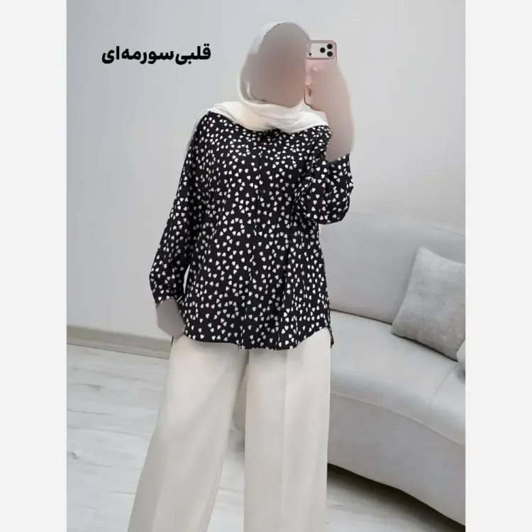 شومیز طرحدار چیچک جنس کرپ الیزه چاپی سایز فری 38 تا 48