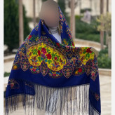 روسری ترکمنی پشمی اصل روسیه ریشه ابریشم قواره 148 در 148 برند پاولو پوساد مدل پاییزی و زمستانی