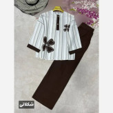 ست شومیز شلوار لنین بیسکویتی و کنفی مدل سنجاقک سایز 38 تا 46