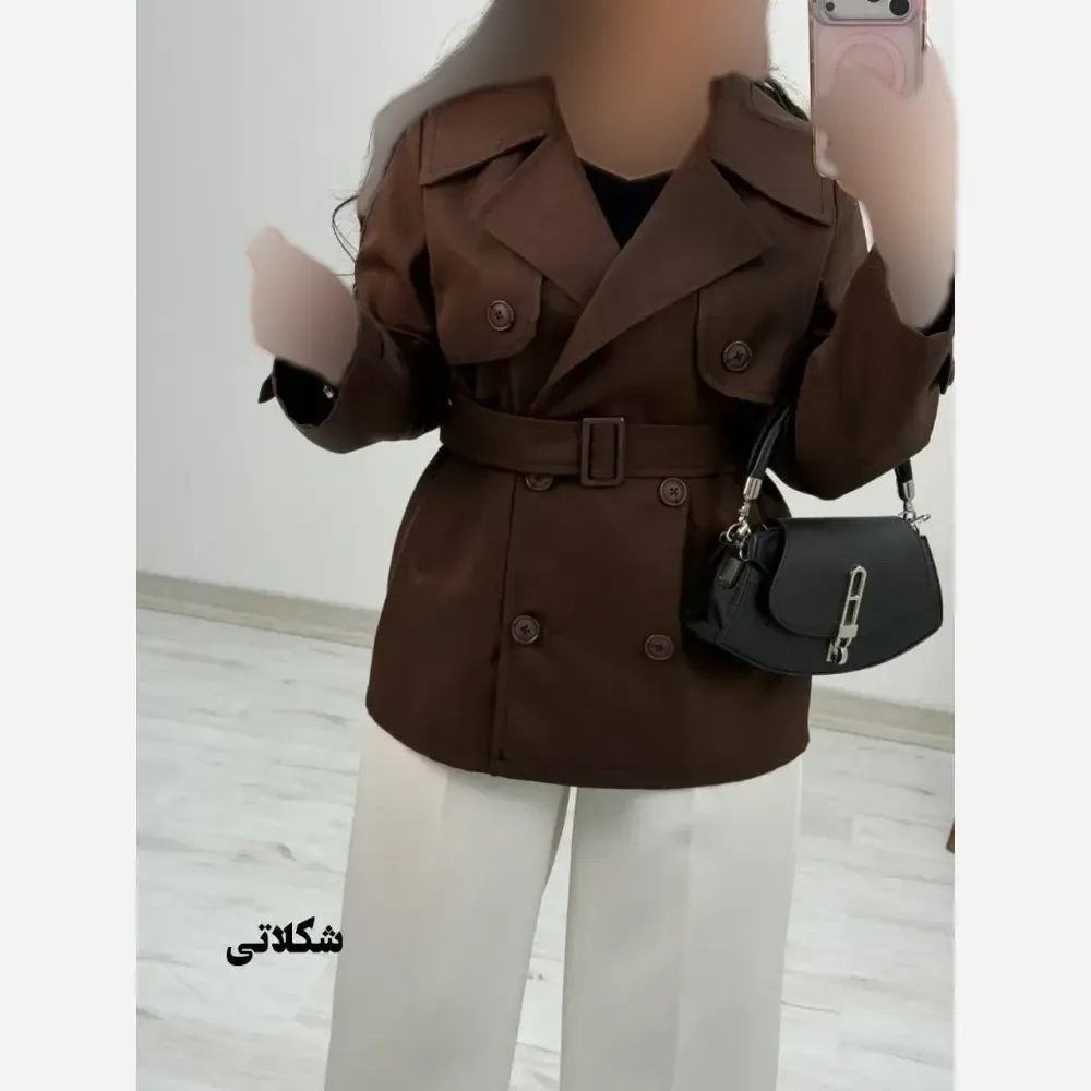 ترنچ کت زنانه مدل هیوا جنس کتان استانبولی سایز فری 38 تا 44 رنگ مشکی شکلاتی سبز سرمهای