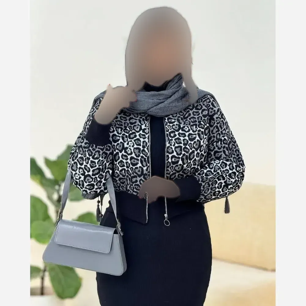 بامبر پلنگی پاییزه جنس تافته فری سایز