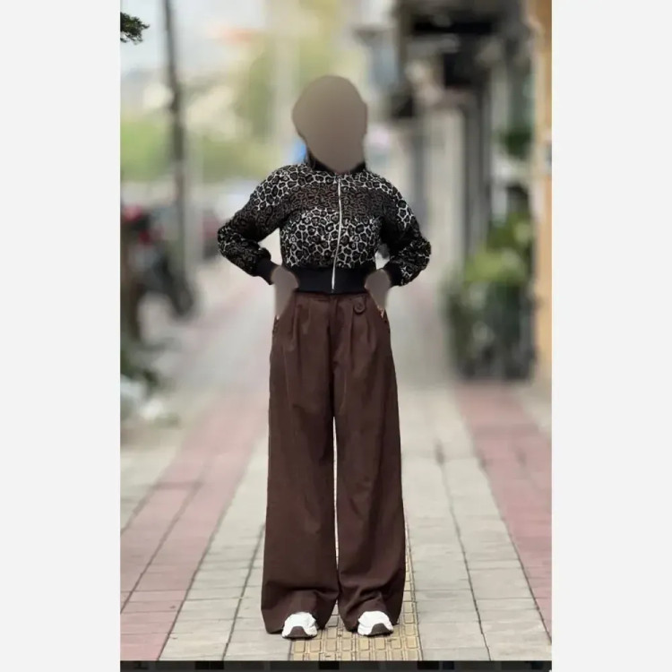 بامبر پلنگی پاییزه جنس تافته فری سایز