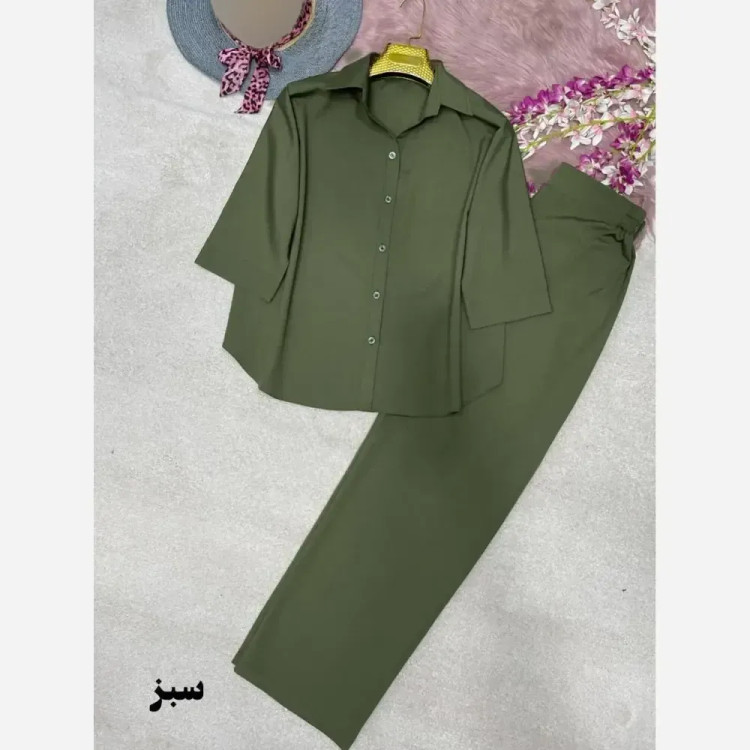ست شومیز شلوار کتان پلاس راشا سایز 38 تا 46