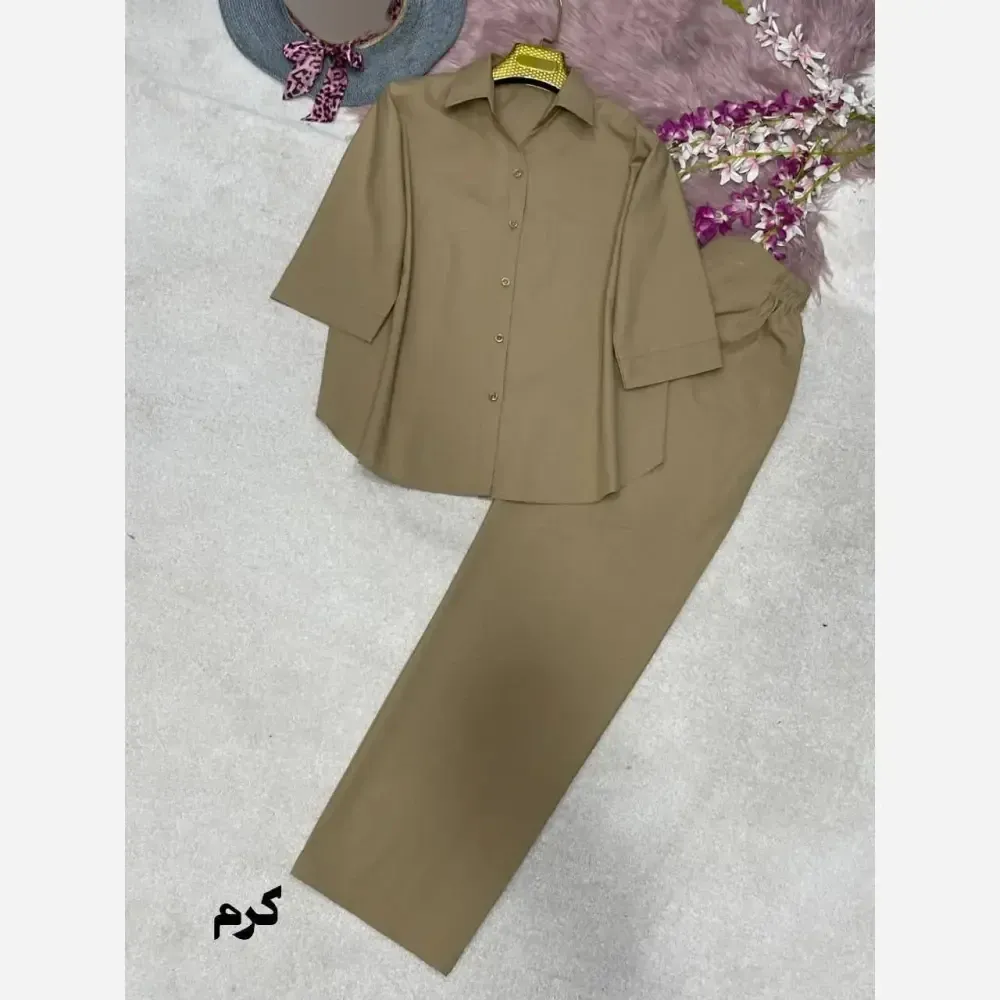 ست شومیز شلوار کتان پلاس راشا سایز 38 تا 46