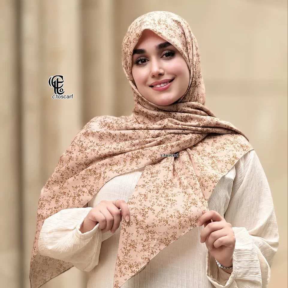 روسری نخی کاستوم طرح سوگند سبز سایز 140 چرخ دوز بدون پرزدهی