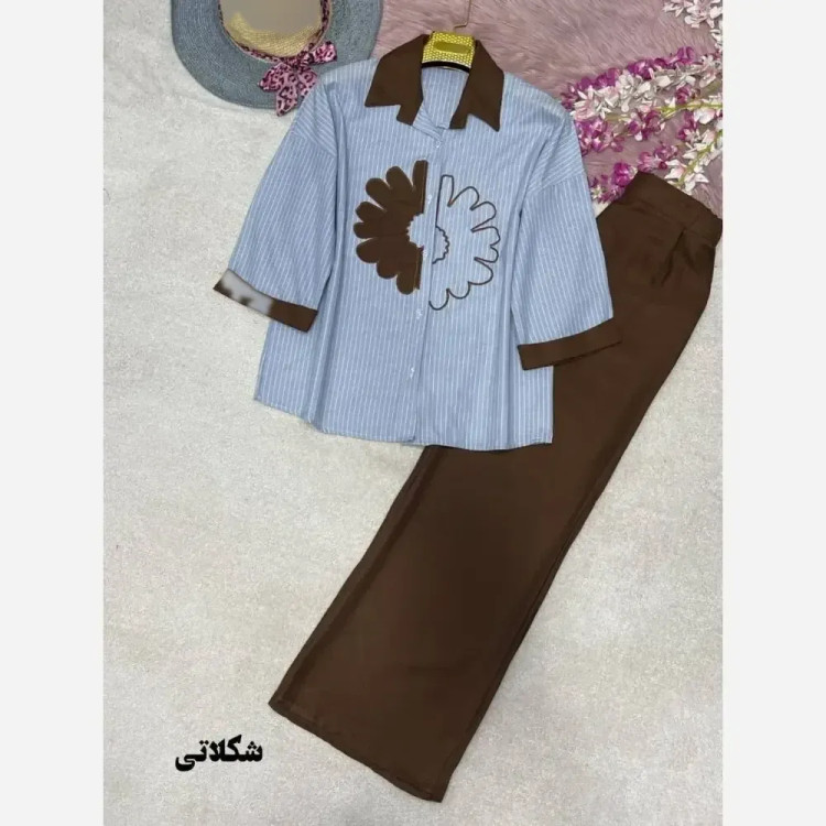 ست شومیز و شلوار لنین و پوپلین الیکا سایز 38 تا 46