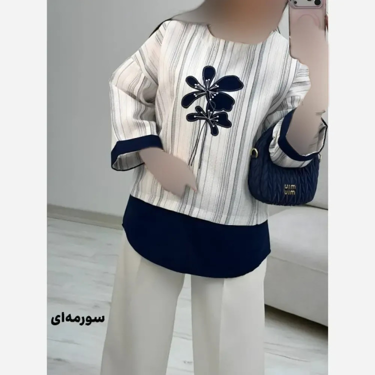شومیز گلدوزی پرنسا جنس لنین بیسکویتی سایز فری 38 تا 46