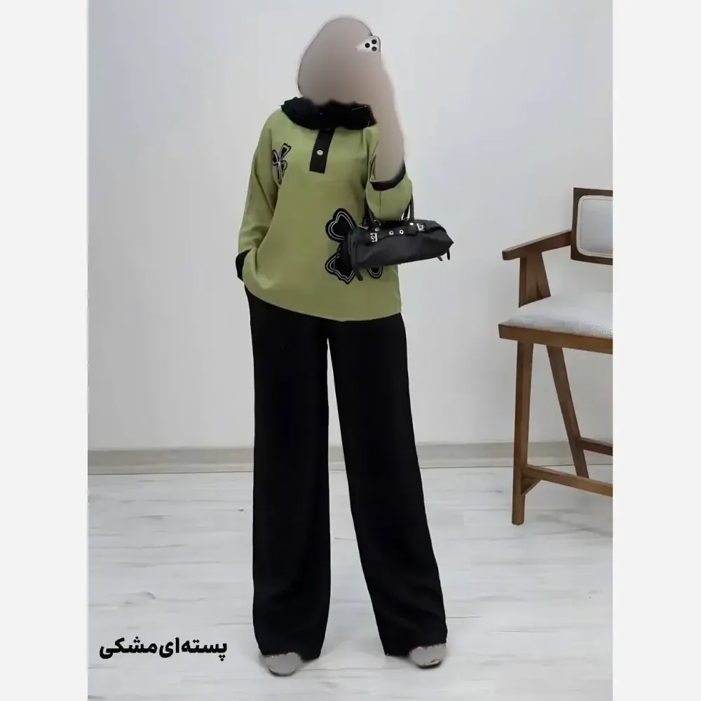 ست شومیز کنفی و شلوار شانتون مدل هیلدا سایز 38 تا 46