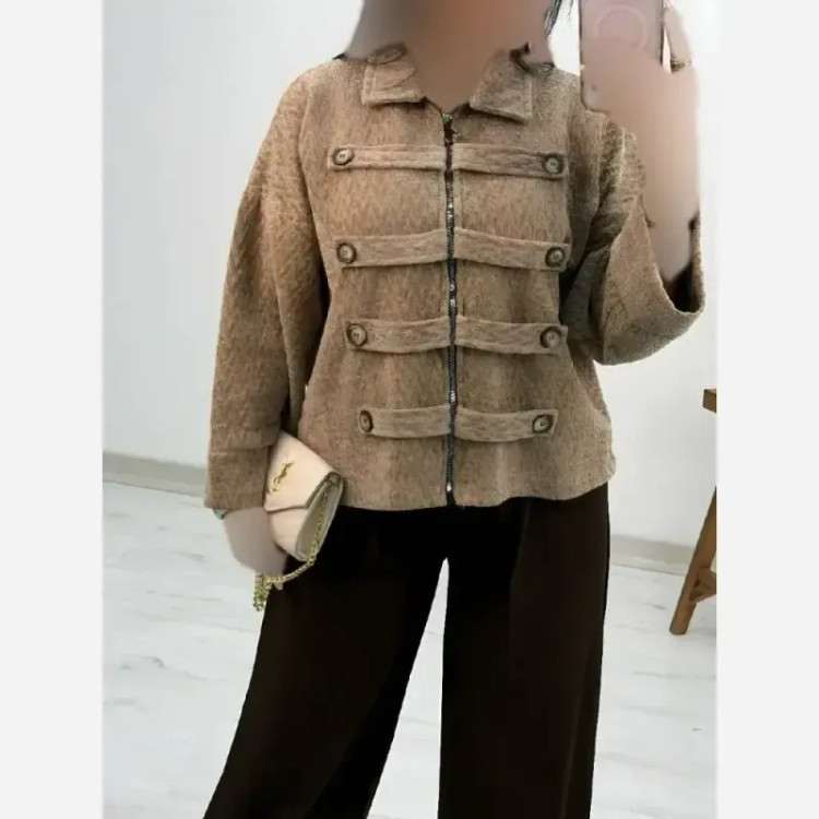 جکت مخمل پاییزه زنانه فری سایز مدل elegant