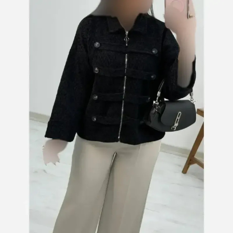 جکت مخمل پاییزه زنانه فری سایز مدل elegant