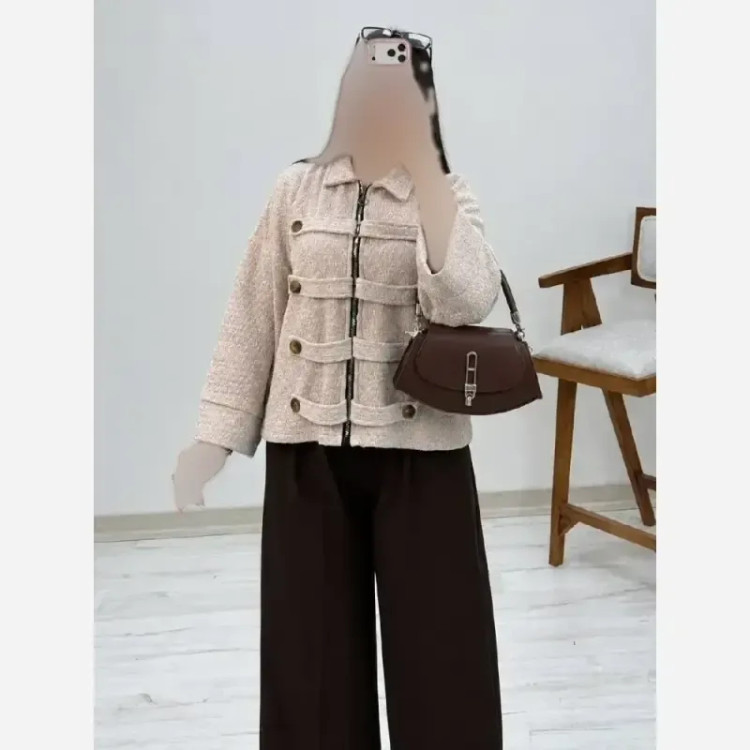جکت مخمل پاییزه زنانه فری سایز مدل elegant