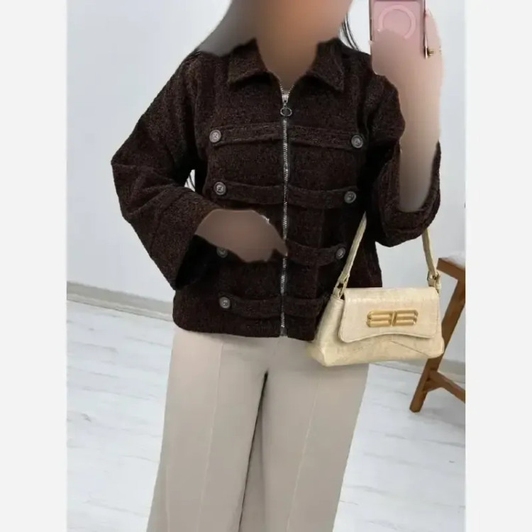 جکت مخمل پاییزه زنانه فری سایز مدل elegant