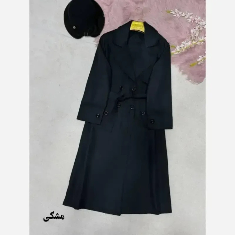 مانتو بلند فاستونی صبا دکمه دار کمربنددار سایز 38 تا 48