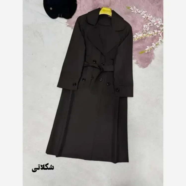مانتو بلند فاستونی صبا دکمه دار کمربنددار سایز 38 تا 48