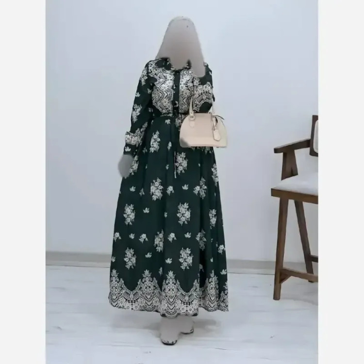 پیراهن ساحلی زنانه فلورنخ طرح زنبق فری سایز