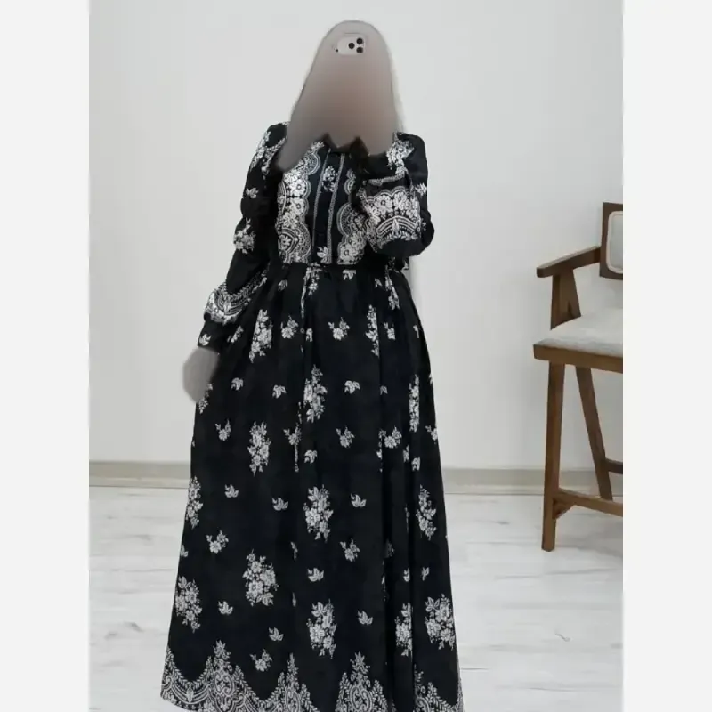 پیراهن ساحلی زنانه فلورنخ طرح زنبق فری سایز