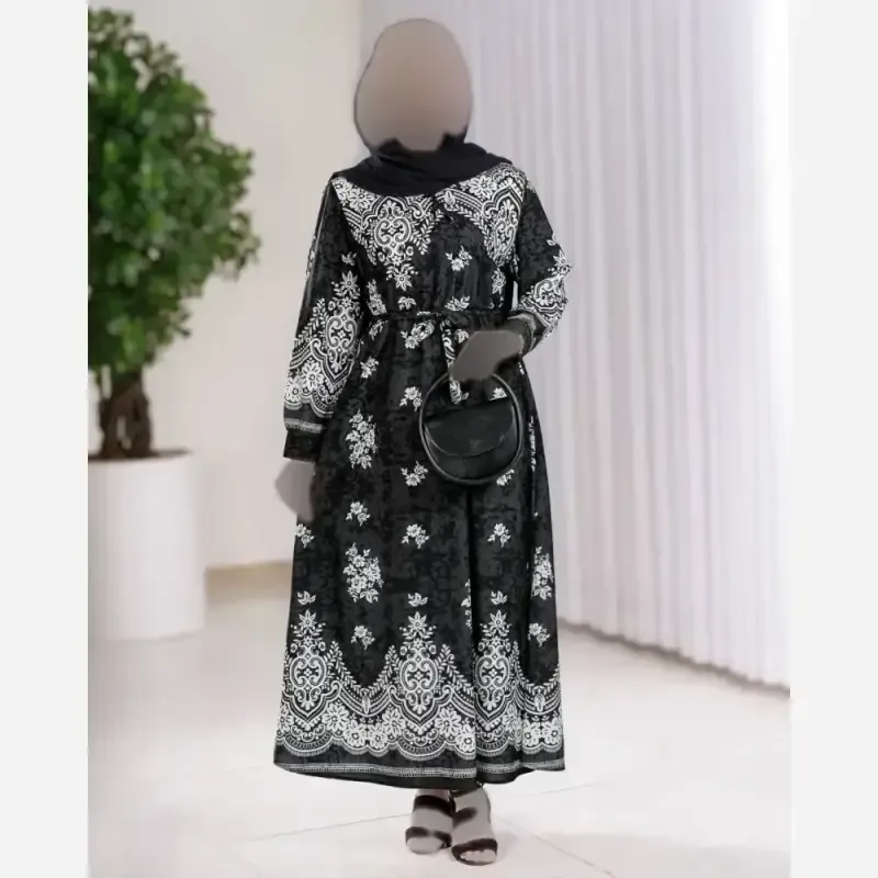پیراهن ساحلی زنانه فلورنخ طرح زنبق فری سایز