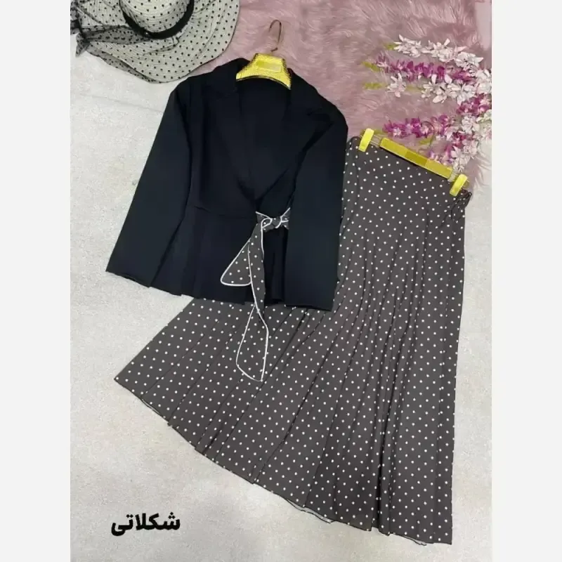 ست کت و دامن زنانه دایان کرپ مازراتی و بوگاتی سایز 38 تا 44