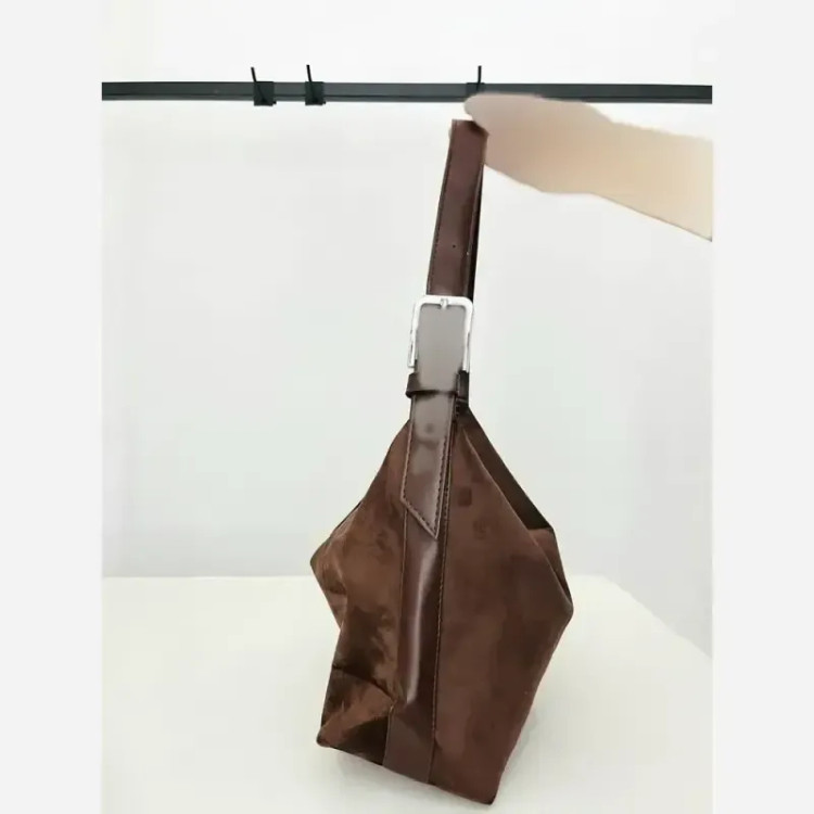 کیف زنانه جیر تک سگک رنگ شکلاتی