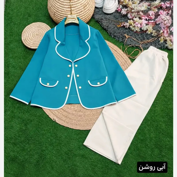 ست کت و شلوار زنانه پاییزه سوپرمازراتی پاپیون دار
