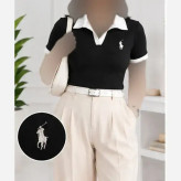 پولوشرت کبریتی یقه سفید گلدوزی polo فانریپ پنبه