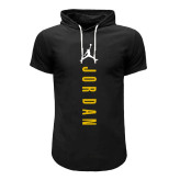 تی شرت کلاه دار آستین کوتاه مردانه نخی ساده مدل بنددار